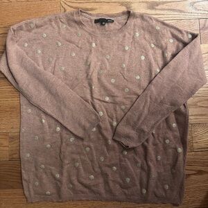 Women’s Tan Sweater with Polka Dots